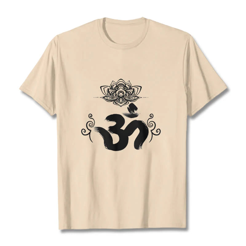 Buddha Stones Om Symbol Sanskrit Floral Tee T-shirt