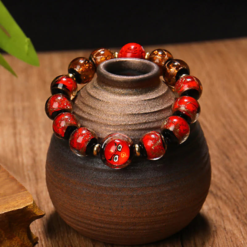 Buddha Stones Tibetan Five God of Wealth Thangka Liuli Glass Bead Chinese Zodiac Protection Bracelet (Extra 35% Off | USE CODE: FS35)