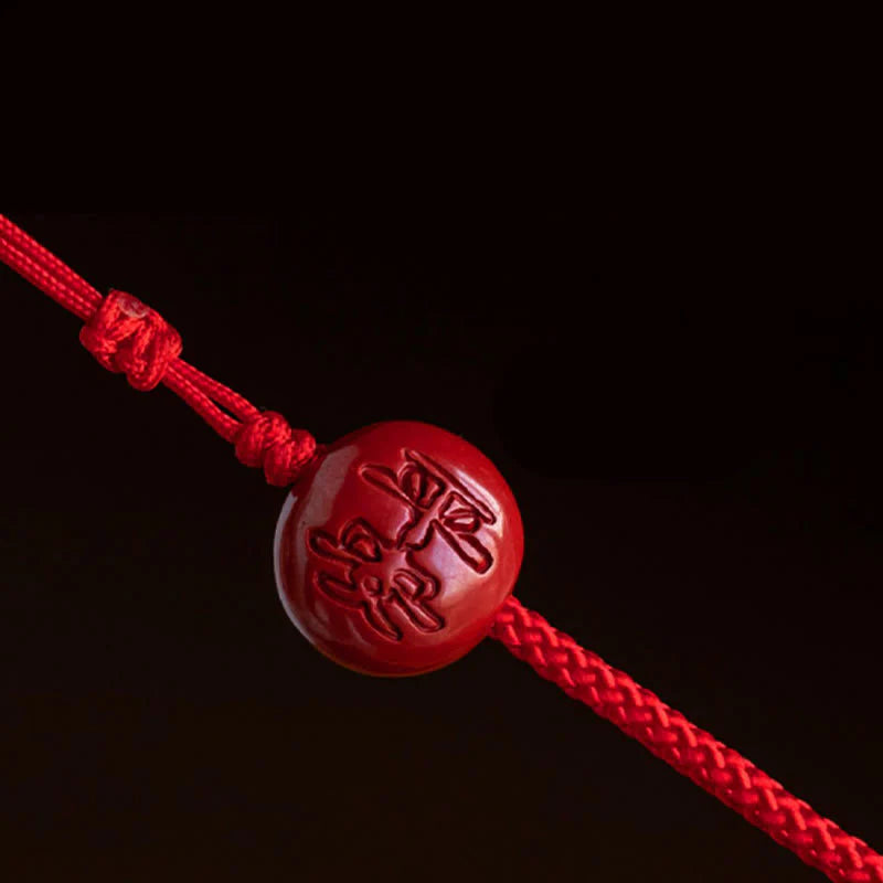 Buddha Stones Natural Cinnabar Chinese ZodiacÂ Gourd Calm Blessing Red String Belly Chain
