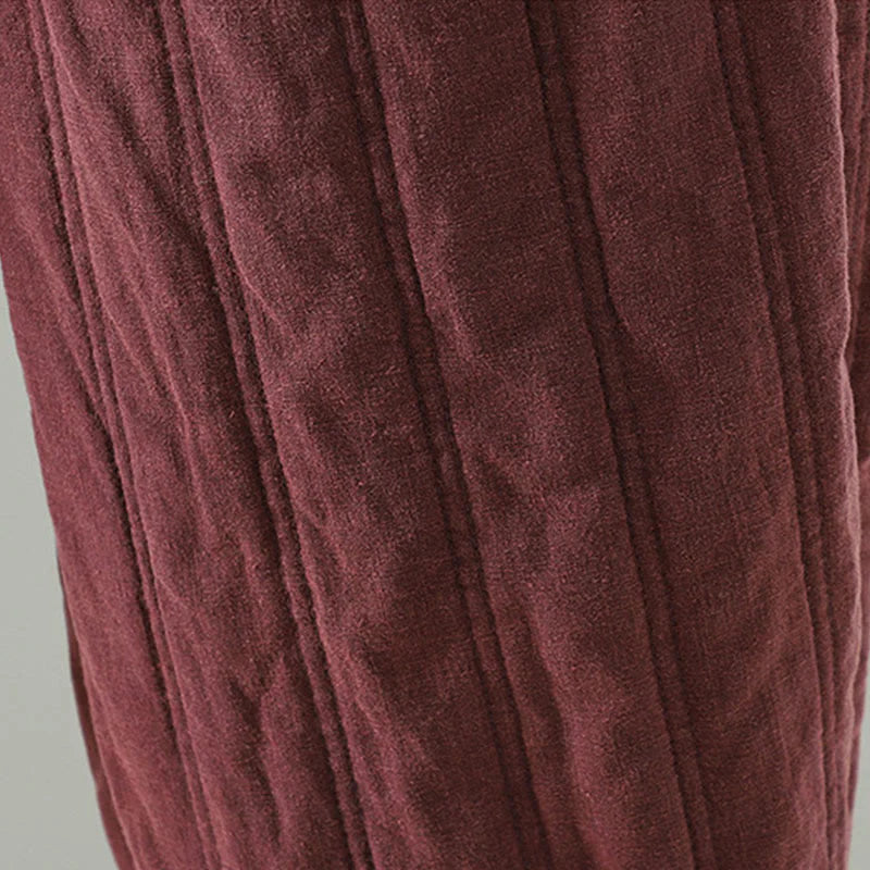 Buddha Stones Daily Plain Drawstring Design Women's Harem Elastic Waist Cotton Pants With Pockets