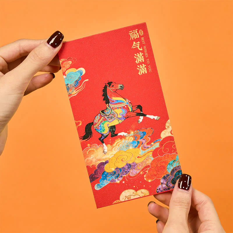 Buddha Stones Year Of The Horse 2026 New Year Blessings 6pcs Chinese Red Envelope