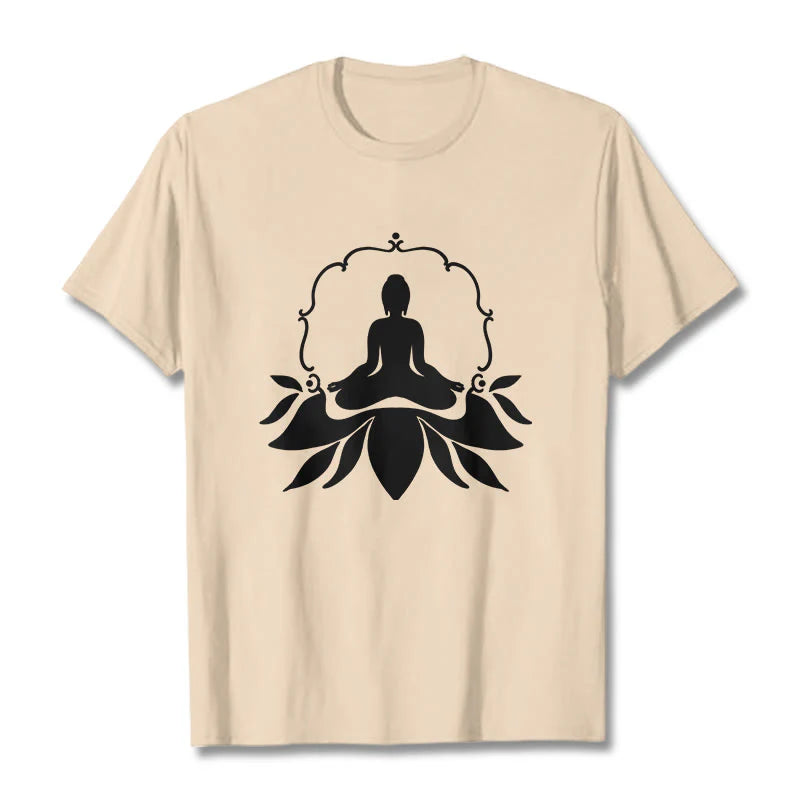 Buddha Stones Meditating Buddha Seated on Grass Tee T-shirt