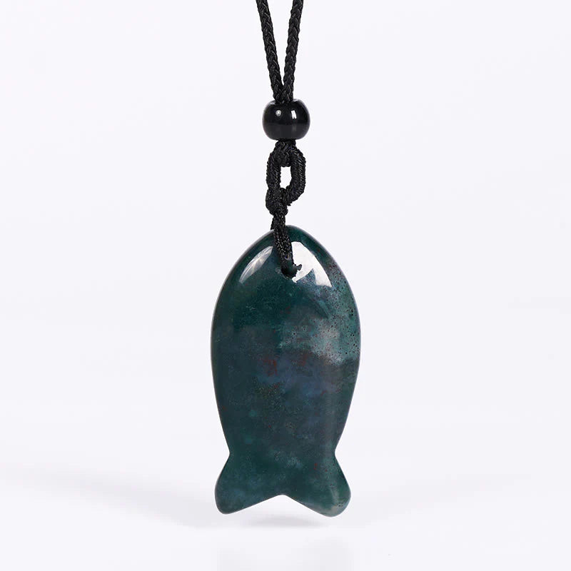Buddha Stones Koi Fish Pink Crystal Indian Agate Amethyst Topaz Red Jasper Success Warmth Necklace Pendant
