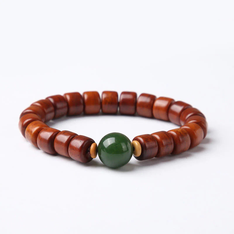 Buddha Stones Tibetan Bone Beads Three-Eyed Dzi Bead Sheep Horn Red Agate Strength Bracelet