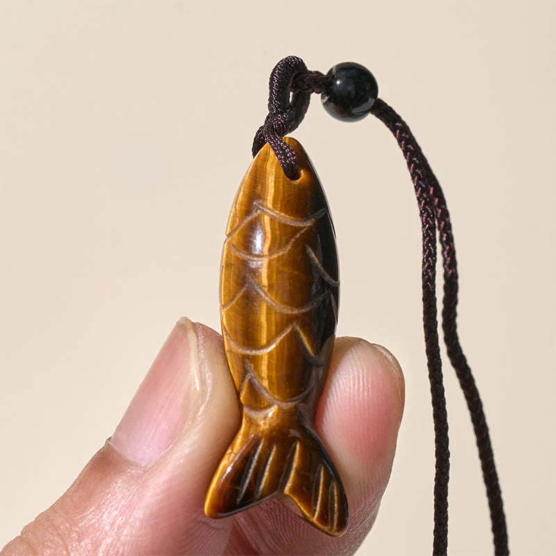 Buddha Stones Carving Koi Fish Pink Crystal Indian Agate Amethyst Warmth Prosperity Necklace Pendant