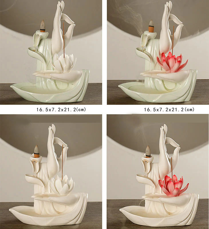 Buddha StonesTibetan Lotus Blessing Incense Burner Decoration (Extra 30% Off | USE CODE: FS30)
