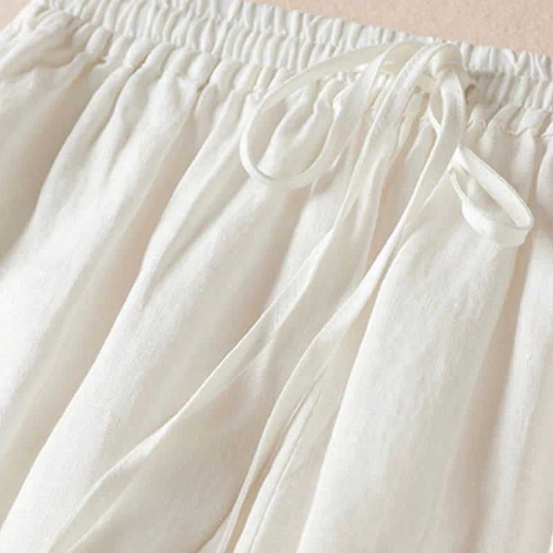 Buddha Stones Summer Small Flower Embroidery  Harem Pants With Pockets