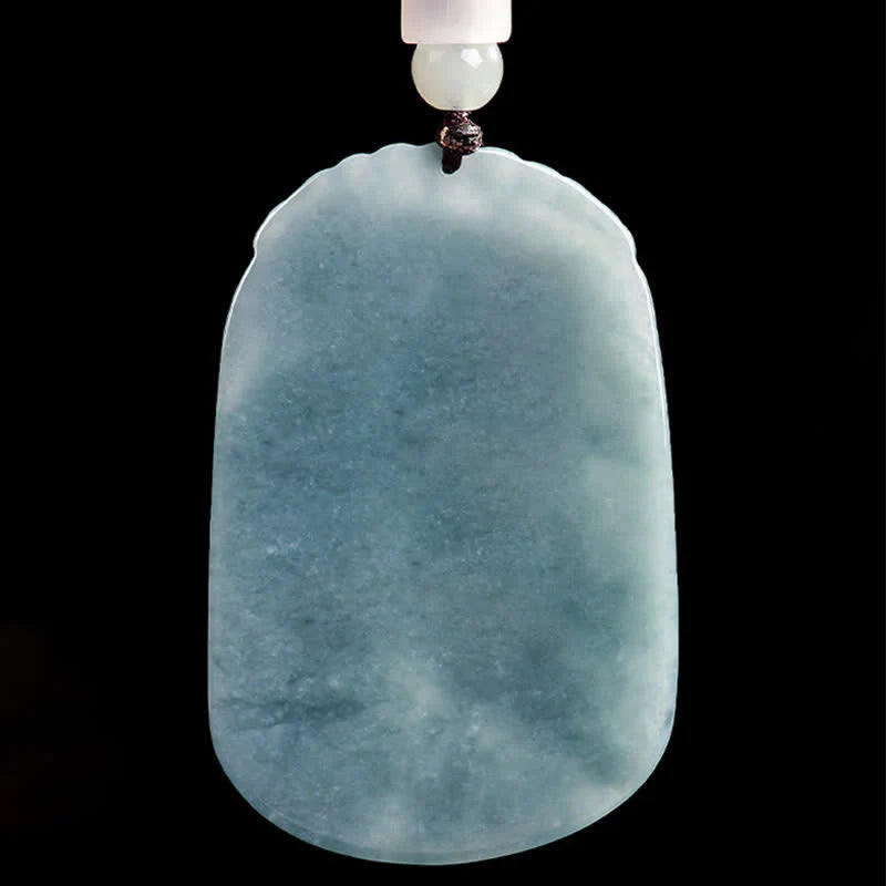 Buddha Stones Natural Jade Carving Double Koi Fish Rope Prosperity Necklace Pendant