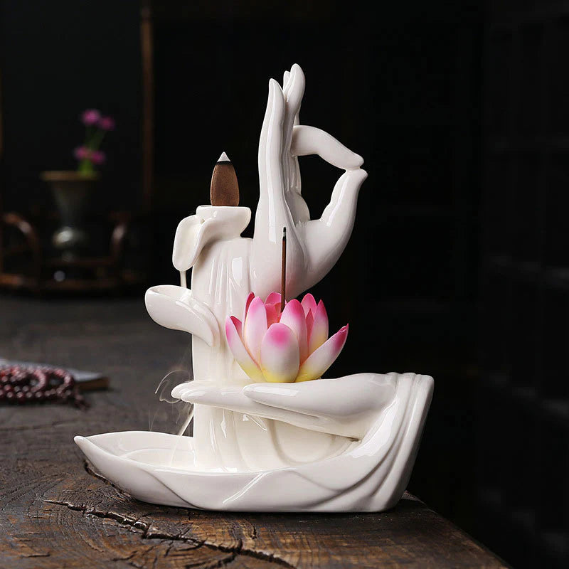 Buddha StonesTibetan Lotus Blessing Incense Burner Decoration (Extra 30% Off | USE CODE: FS30)