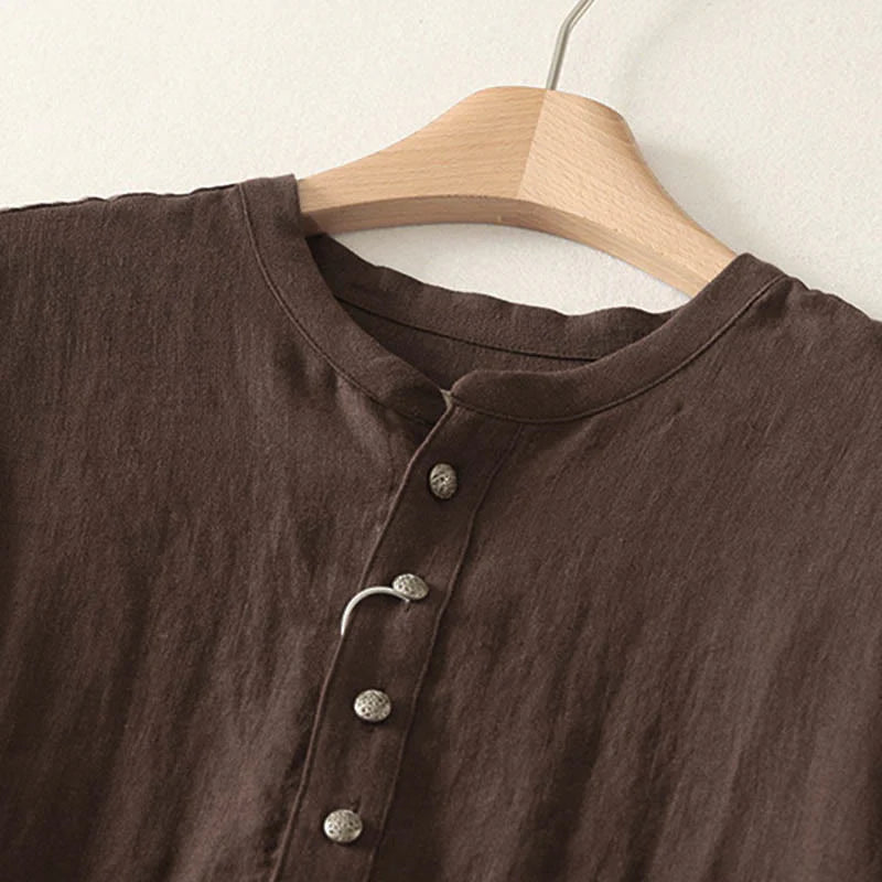 Buddha Stones Spring Plain V-Neck Long Sleeve Women's Cotton Shirt