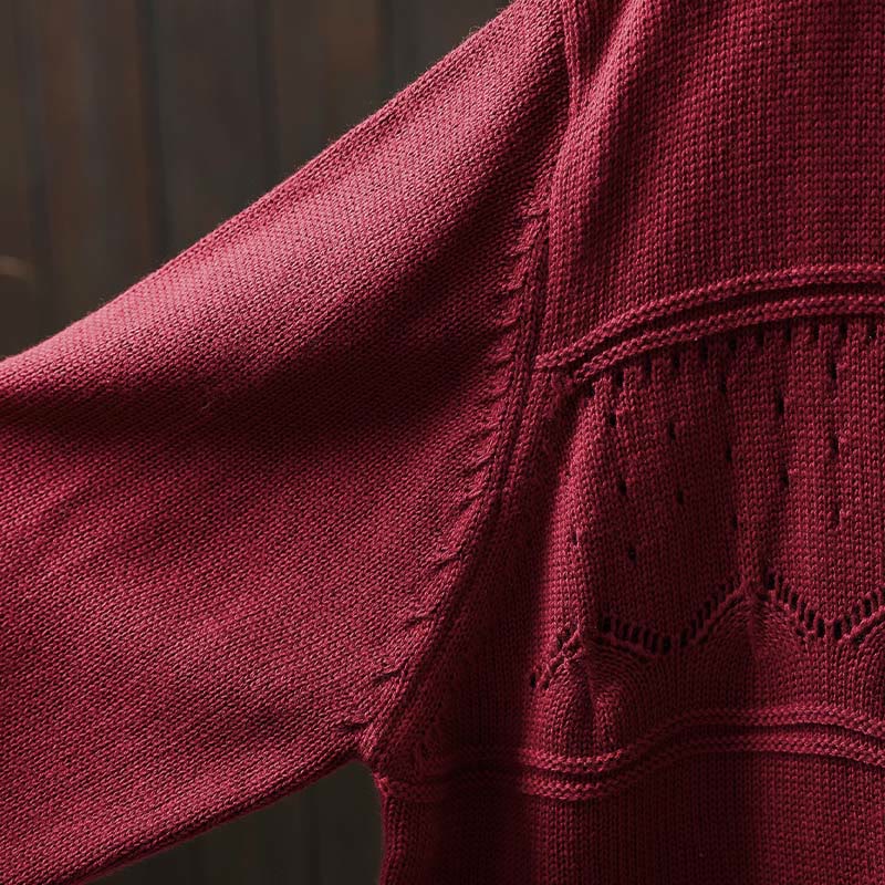 Buddha Stones Fall Lace Buttons Cotton Women's Long Sleeve Knitted Cardigan Sweater With Pockets
