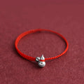 Buddha Stones 925 Sterling Silver Gourd Lucky Fortune Charm String Connection Bracelet
