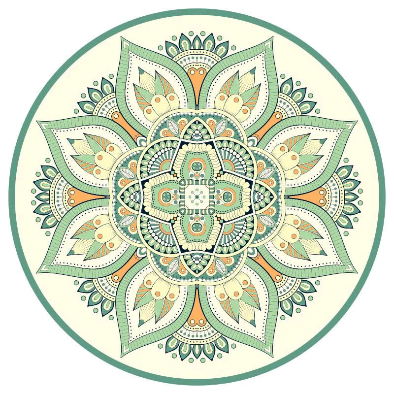 Buddha Stones Tibetan Lotus Mandala Enlightenment Foldable Natural Rubber Yoga Mat Decoration