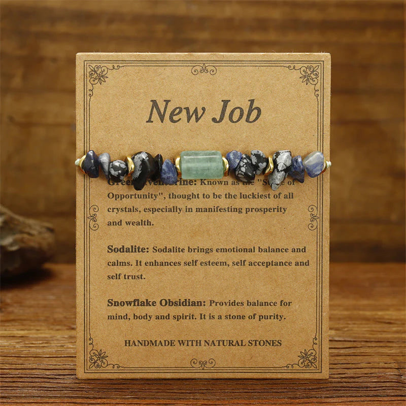 Buddha Stones New Job Green Aventurine Sodalite Snowflake Obsidian Energy Bracelet