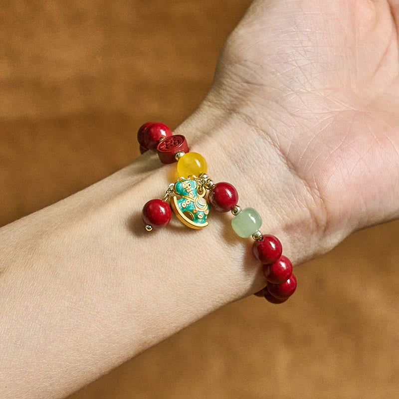 Buddha Stones Year Of The Horse Natural Cinnabar Red Agate Calm Confidence Bracelet