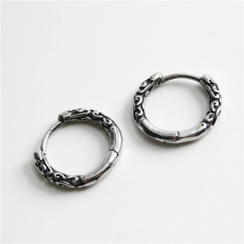 Buddha Stones Viking Celtic Hoop Titanium Steel Balance Earrings