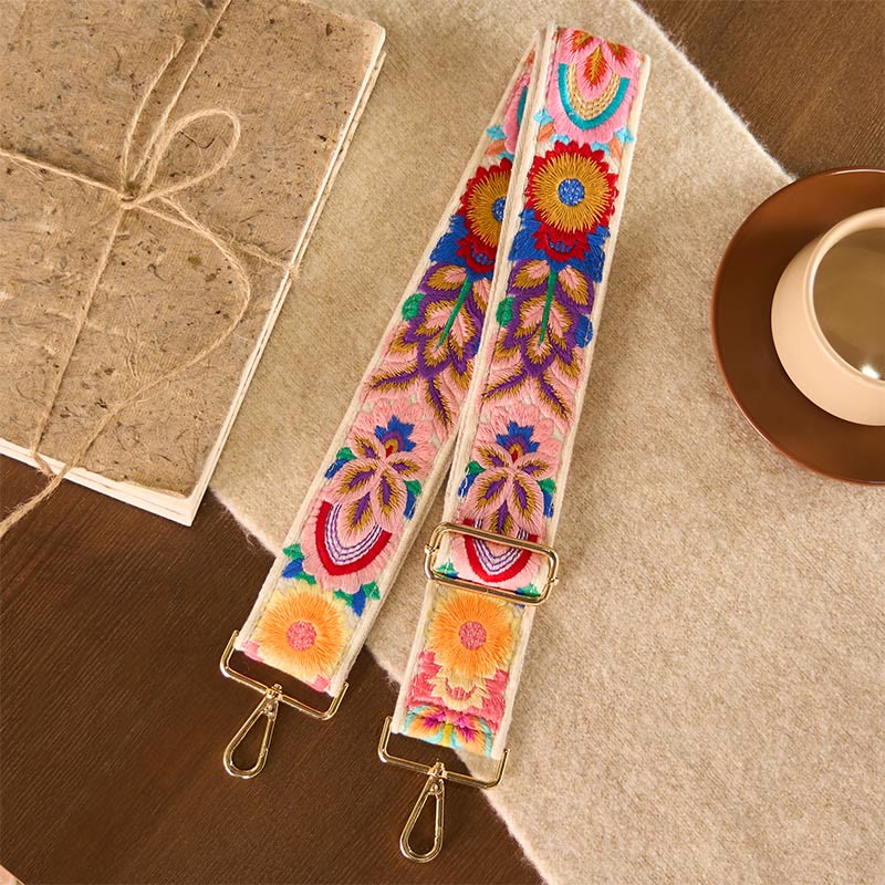 Buddha Stones Multicolor Sunflower Embroidery Adjustable Handbags Crossbody Shoulder Bag Straps