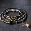 Buddha Stones Ebony Wood Dzi Bead Copper Peace Couple Bracelet Necklace Pendant
