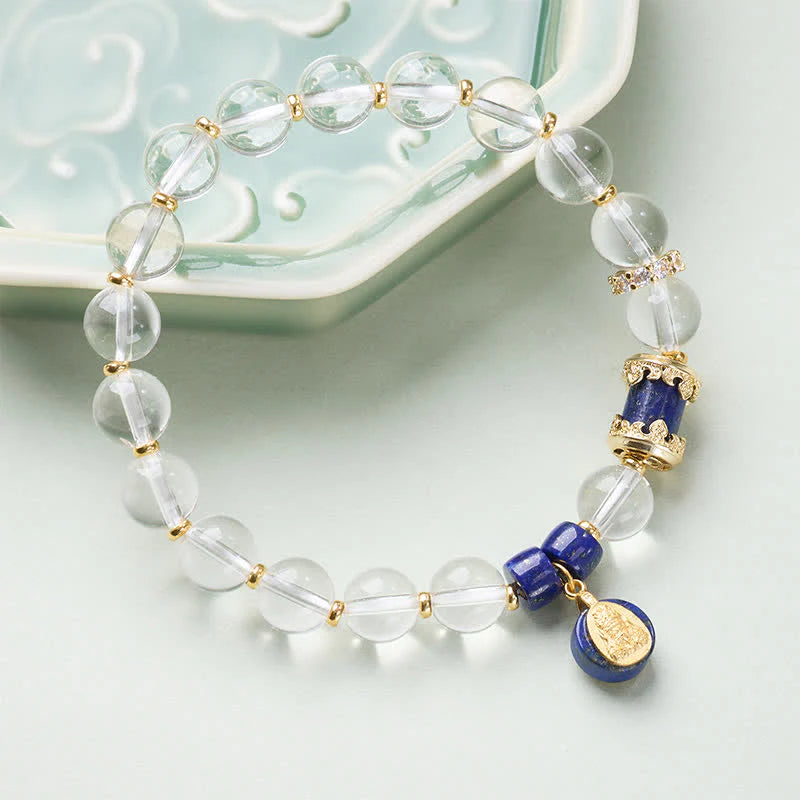 Buddha Stones Clear Quartz Zakiram Protection Bracelet