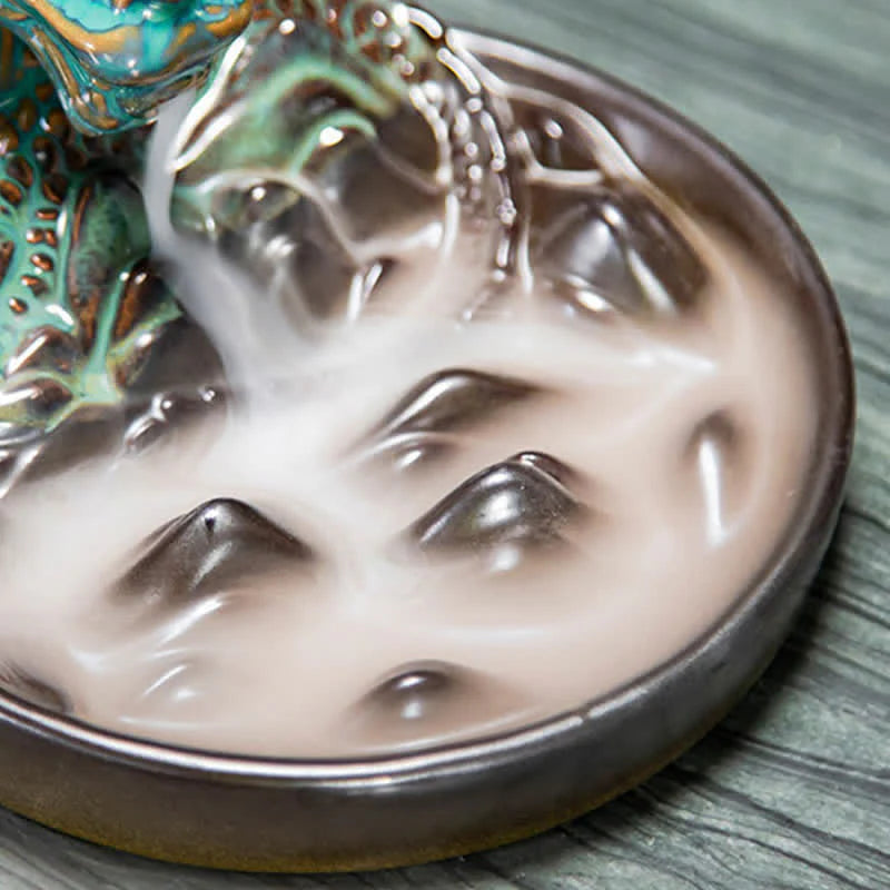 Dragon Pattern Ceramic Backflow Smoke Fountain Incense Burner Decoration (Extra 35% Off | USE CODE: FS35)