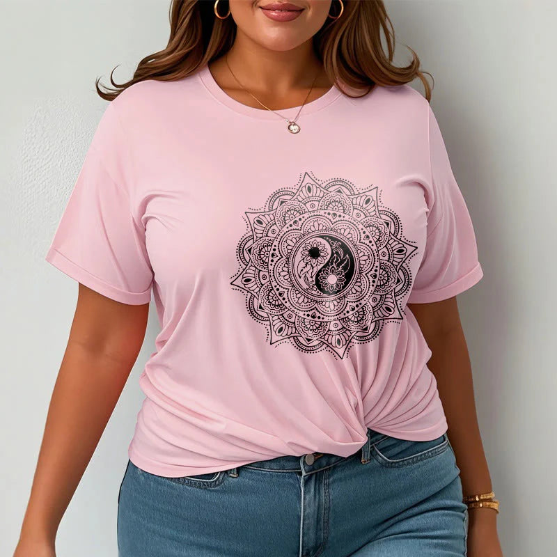 Buddha Stones Mandala YinYang Symbol Pattern Tee T-shirt