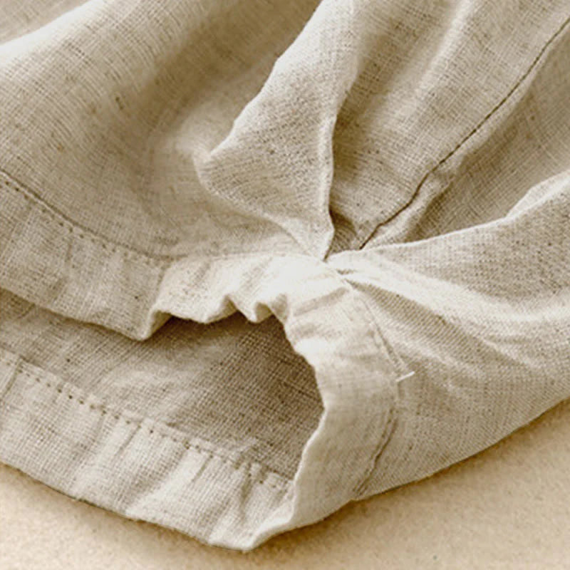 Buddha Stones Summer Elastic Waist Cotton Women's Capri Cropped Harem Pants With Pockets