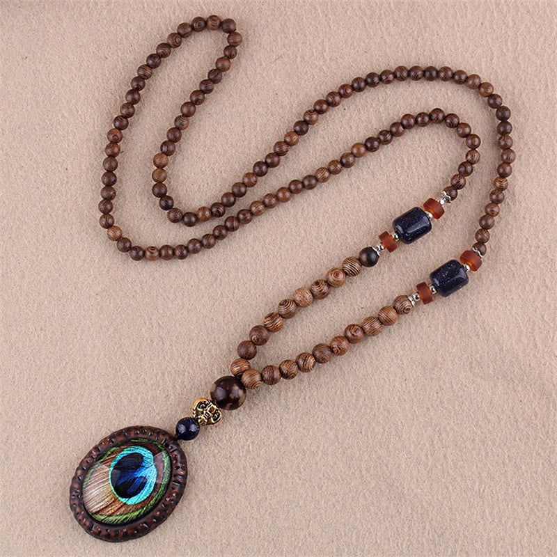 Buddha Stones Tibetan Wenge Wood Bodhi Seed Agate Elephant Protection Necklace Pendant (Extra 40% Off | USE CODE: FS40)