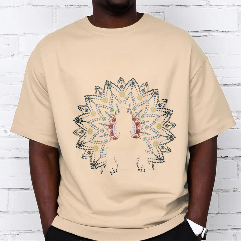 Buddha Stones Mandala Flower Seated Serene Buddha Pattern Tee T-shirt