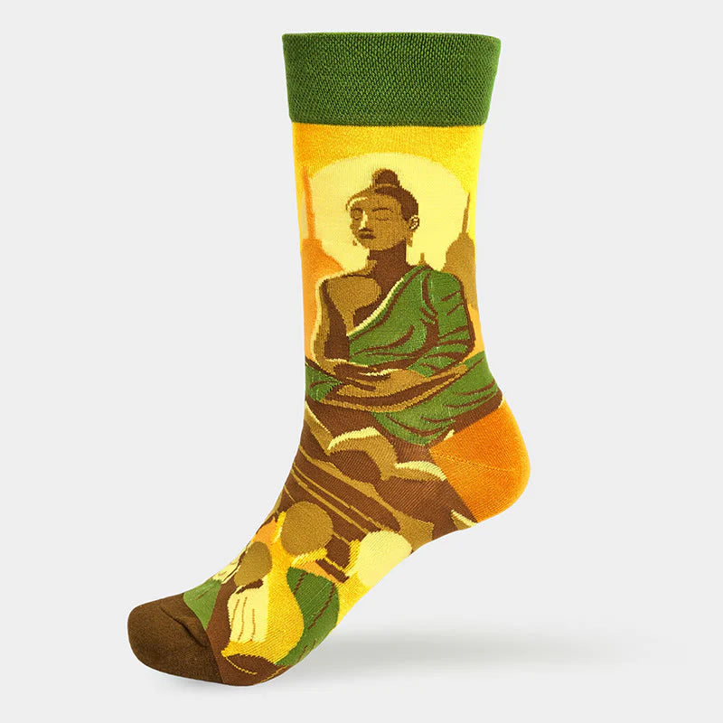 Buddha Stones Be Here Now Casual Buddha Lotus Dragonfly Women's Socks Includes Gift Message Card