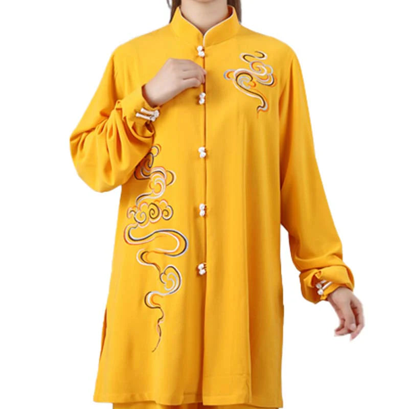 Buddha Stones Auspicious Clouds Embroidery Meditation Prayer Spiritual Zen Tai Chi Qigong Practice Unisex Clothing Set (Extra 30% Off | USE CODE: FS30)