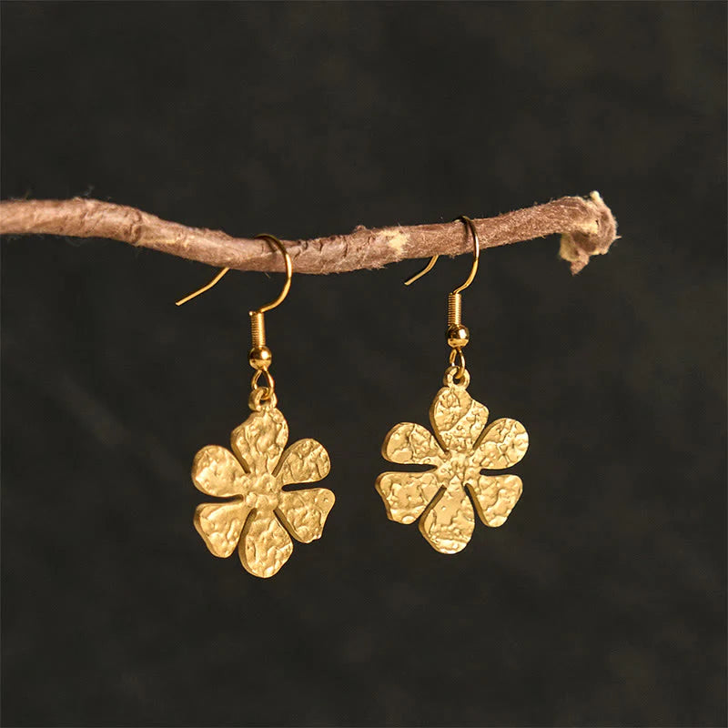 Buddha Stones Elegant Titanium Steel Balance Hammer Marks Earrings