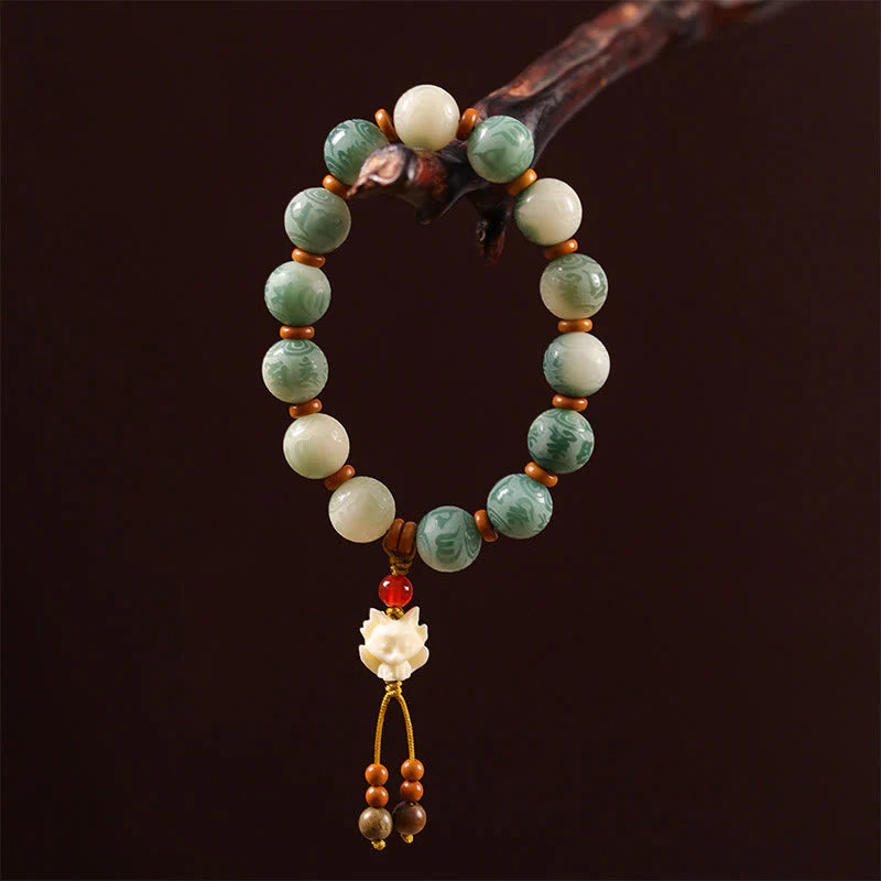 Buddha Stones Gradient Bodhi Seed Om Mani Padme Hum Carved Zakiram Peace Bracelet
