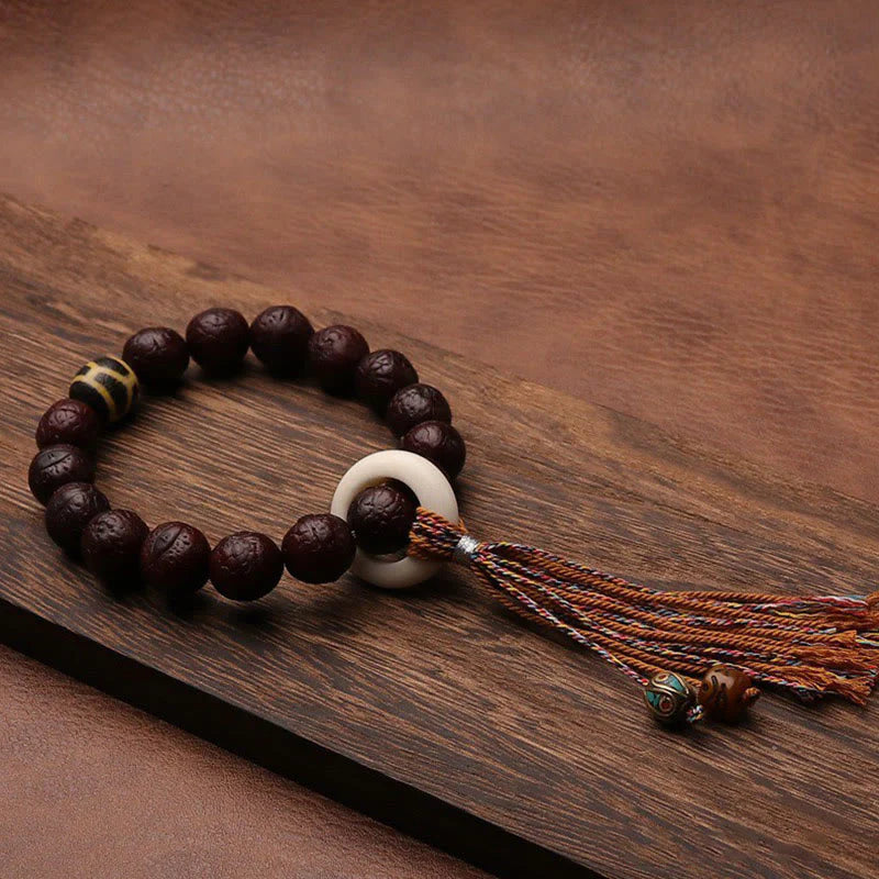 Buddha Stones Tibetan Bodhi Seed Agate Bead Luck Wealth Tassel Charm Wrist Mala (Extra 30% Off | USE CODE: FS30)