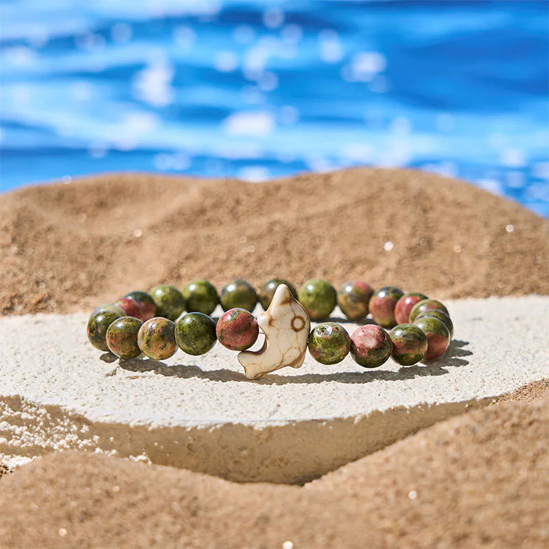 Buddha Stones Natural Various Stones Dolphin Spiritual Balance Bracelet