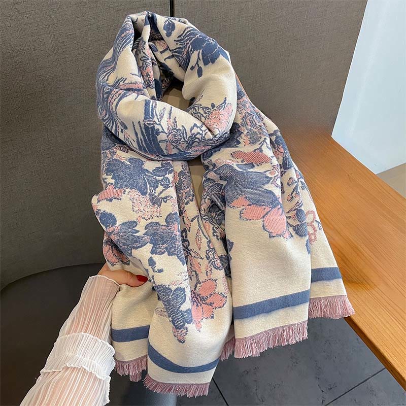 Buddha Stones Fall Phoenix Flowers Pattern Soft Scarf Shawl