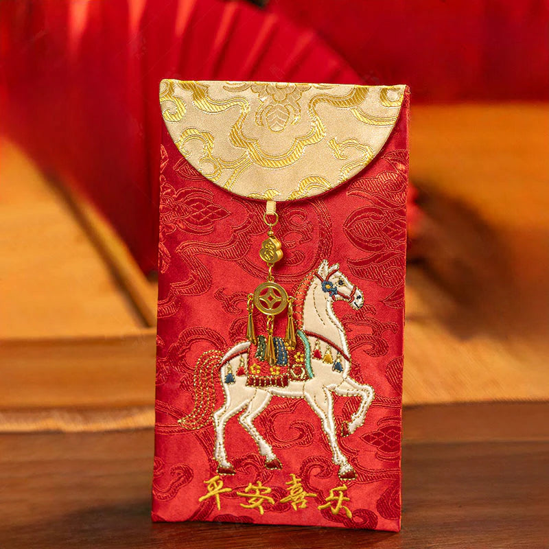 Buddha Stones Chinese Red Envelope Embroidery Peace Joy Year Of The Horse 2026 New Year