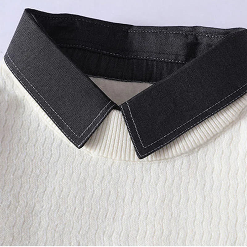 Buddha Stones Winter Stand Collar Design Warm Men's Long Sleeve Knitted Sweater