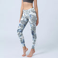 Buddha Stones White Round Flowers Print Exercise Leggings Women's Yoga Pants