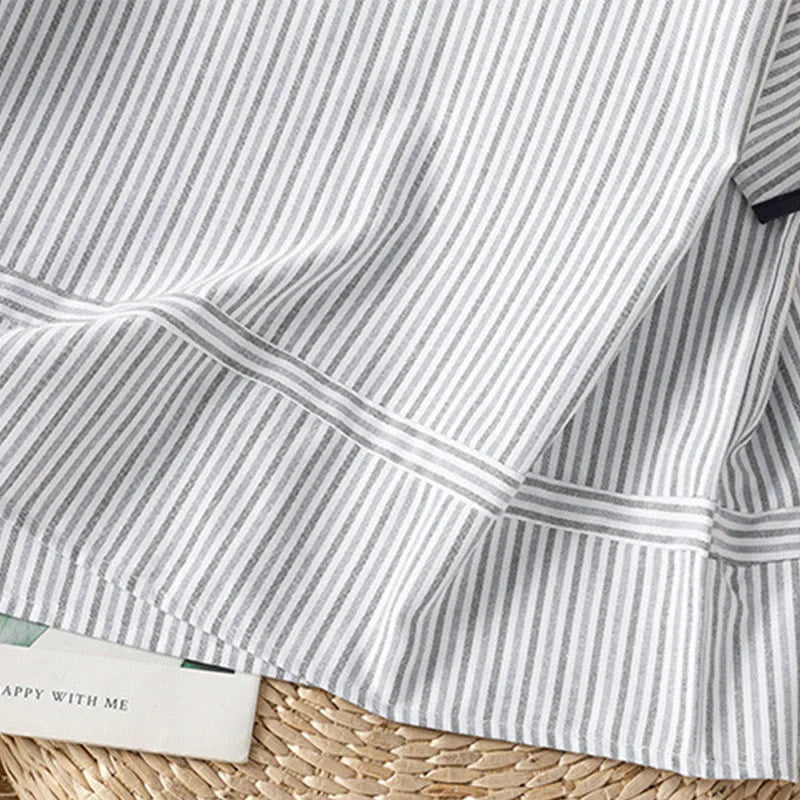Buddha Stones Pullover Stripes Crew Neck Design Women's Cotton Short Sleeves Shirt