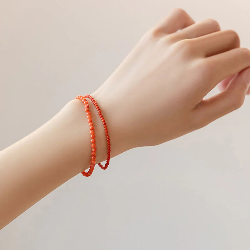 Buddha Stones Natural Cherry Persimmon Red Agate Ultra-thin Beads Confidence Bracelet