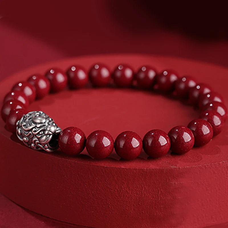 Buddha Stones 999 Sterling Silver PiXiu Natural Cinnabar Wealth Luck Bracelet (Extra 30% Off | USE CODE: FS30)