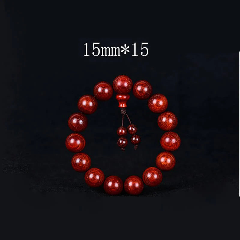 Buddha Stones Tibetan Small Leaf Red Sandalwood Balance Bracelet