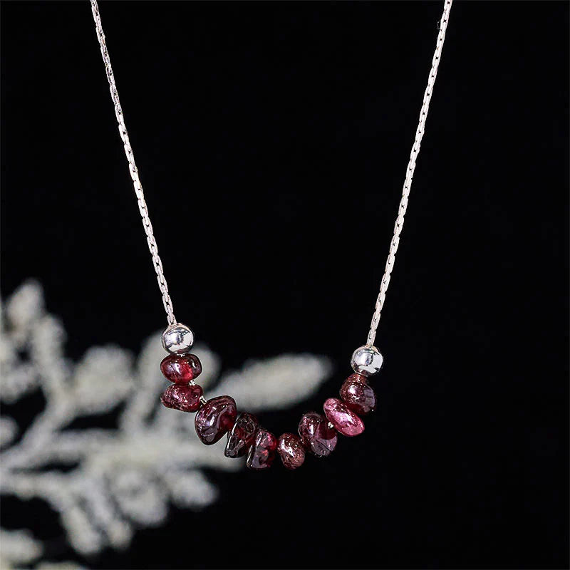 Buddha Stones Black Obsidian Smoky Quartz Garnet Aquamarine Strawberry Quartz Pink Crystal Strength Necklace Pendant