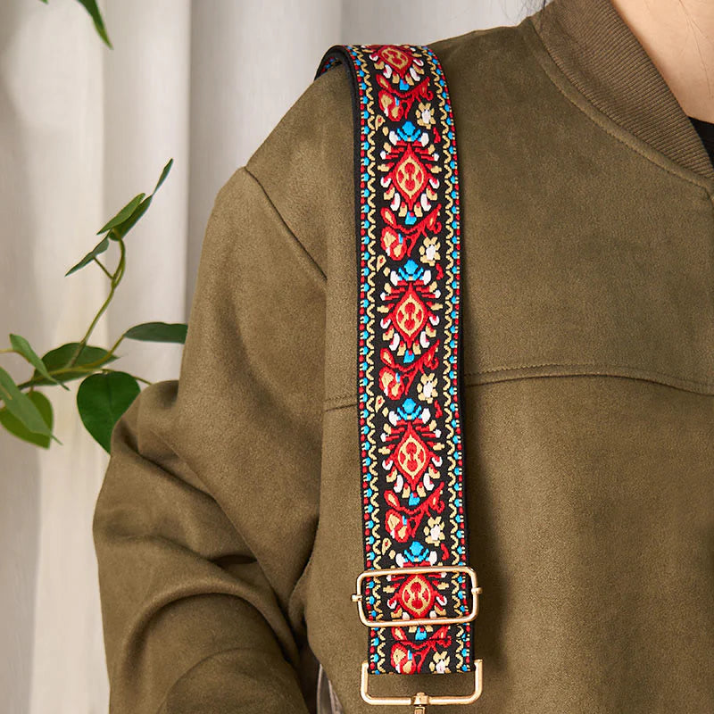 Buddha Stones Bohemian Flower Geometric Stripes Embroidery Adjustable Handbags Crossbody Shoulder Bag Purse Straps Replacement
