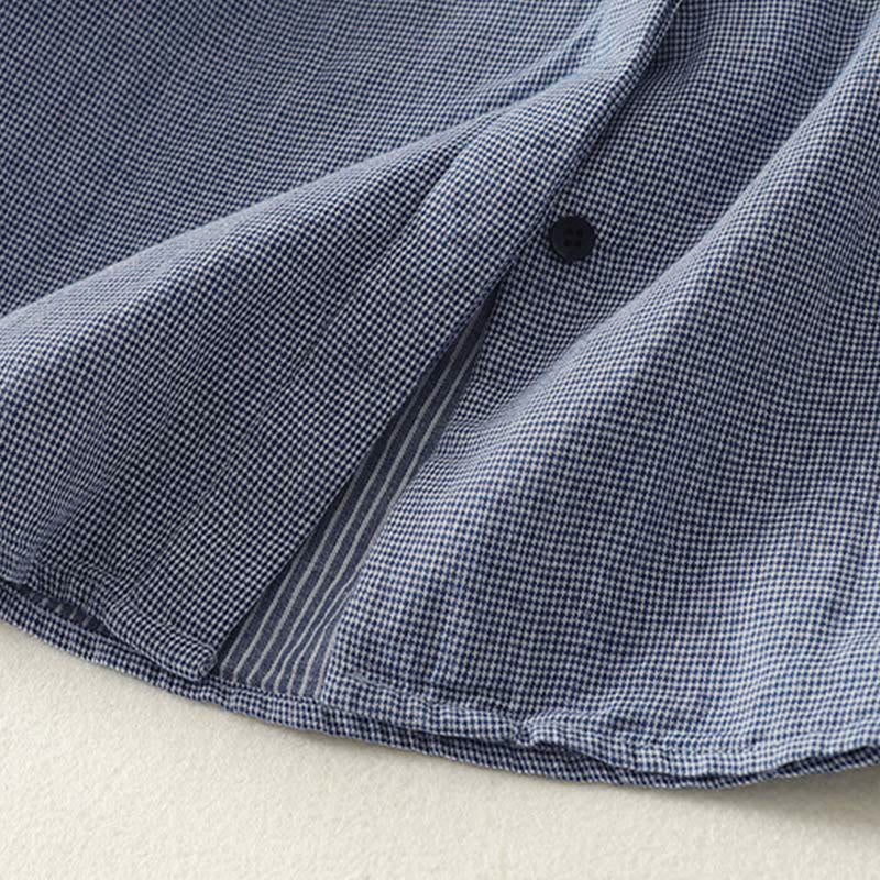 Buddha Stones Fall Blue Striped Color Blocking Stand Collar Buttons Down Design Women's Long Sleeve Shirt