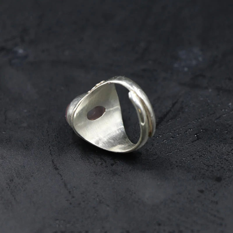 Buddha Stones 925 Sterling Silver Handmade Natural Rose Quartz Loving Energy Adjustable Ring
