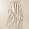 Buddha Stones Plain Simple Design High Waist Women's Cotton Linen Harem Pants With Pockets