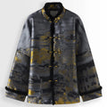 Buddha Stones Ancient Buildings Trees Frog-Button Long Sleeve Men's Jacket With Pockets
