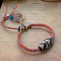 Buddha Stones Tibetan 925 Sterling Silver Om Mani Padme Hum Handmade Dzi Bead Protection Braid Bracelet