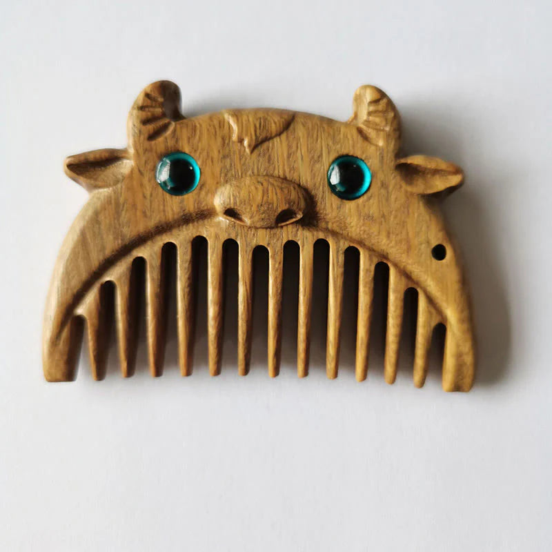 Chinese Zodiac Green Sandalwood Peace Mini Portable Comb
